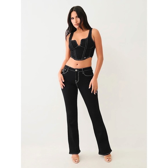 NWT True Religion Set Corset and Billie Jeans Black Women's Size 28/Small - Picture 1 of 15